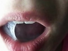 Play with cum in mouth