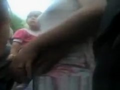 Boy gropes girlfriend in public