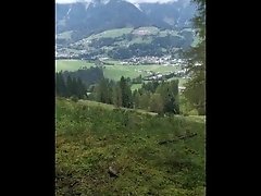 German guy wanks his dick in the Alps