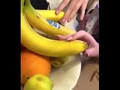 Repeatedly caressing banana