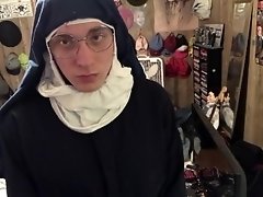 Tgirl Nun Strips And Shows Her Pussy For You(POV)