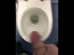 Cumming in public bathroom