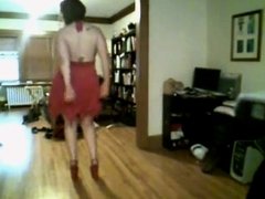 Large Breasted non-professional dancing and teasing topless