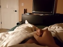 Big cumshot from quick jerking session