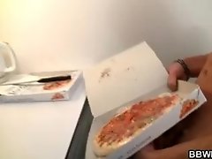 Tasty pizza with cock for cute plumper