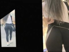 Fixing tights on an incredible ass