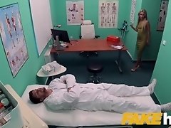 Fake Hospital Sweet blonde Russian eats docs cum after doggystyle fucking