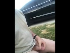 Stroking half naked in front yard almost caught