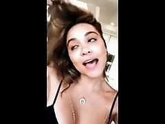 Stella Hudgens cleavage in selfie vid