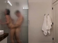 'Steamy Glass Shower: Hot Couple on Vacation'