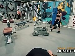 Amazing threesome in the gym POV